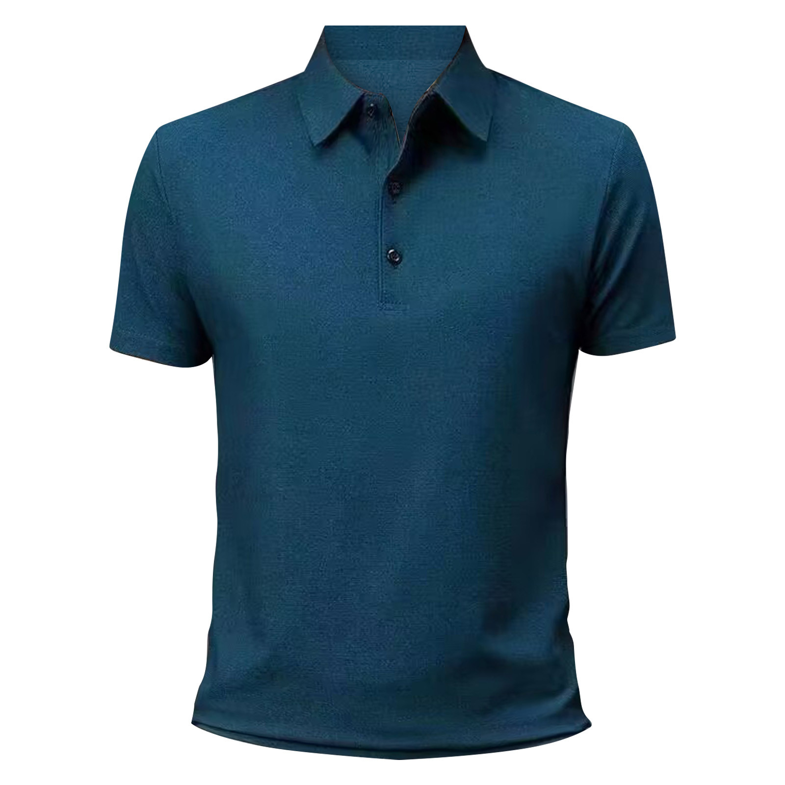 thumbnail image 2 of Camisa de manga corta con botones para hombre - Camisa de golf informal de corte regular - Mezcla de poliéster y algodón, tallas M-XXXXL, 2 of 8